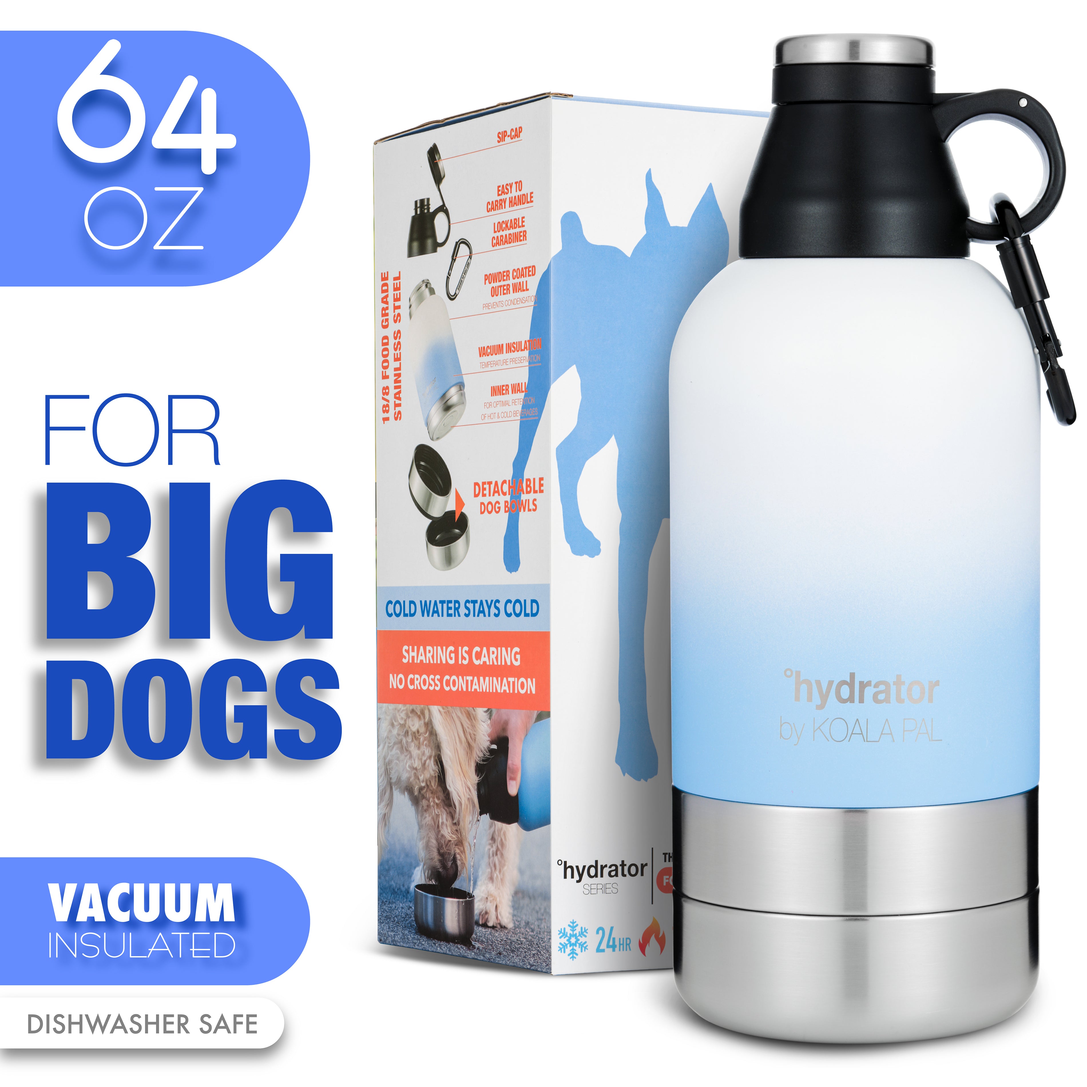 Water bottle with clearance detachable dog bowl